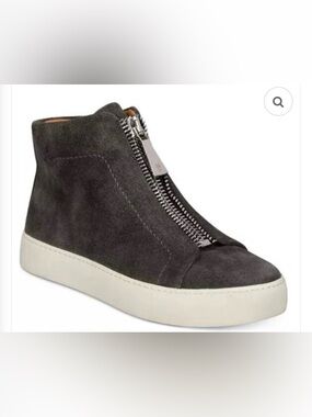 Frye grey suede  Lena Wedge Sneaker with Center Zip
